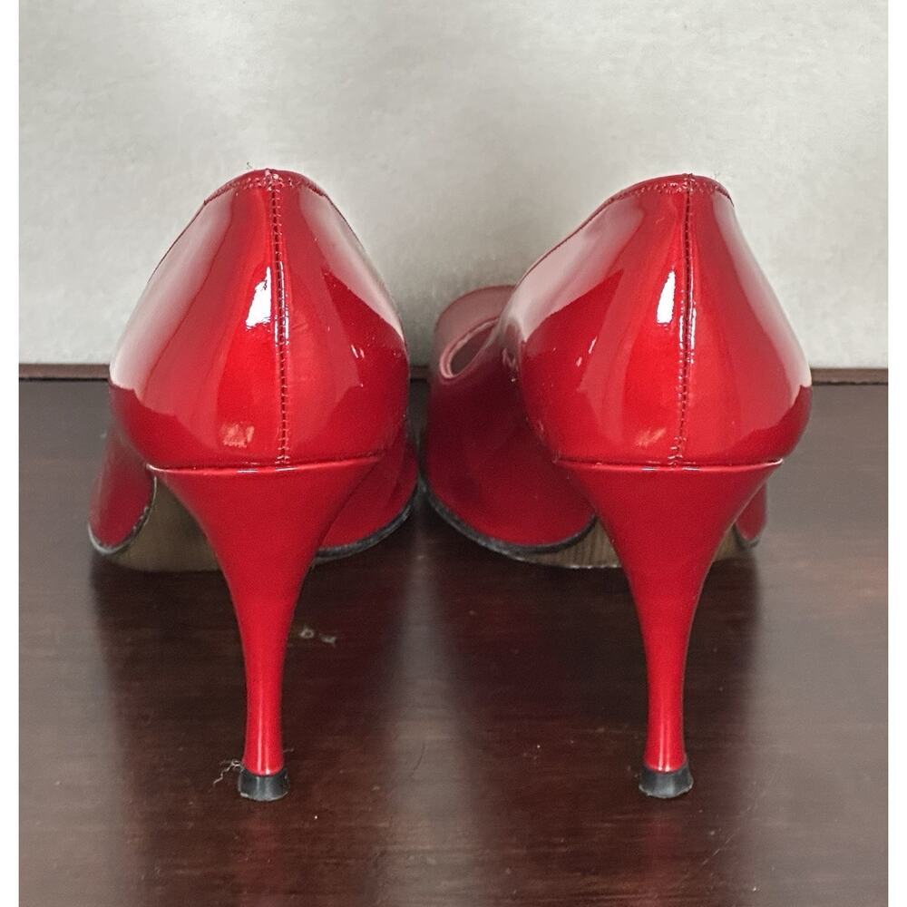Stuart Weitzman Red Patent Leather Open Toe Heels… - image 5
